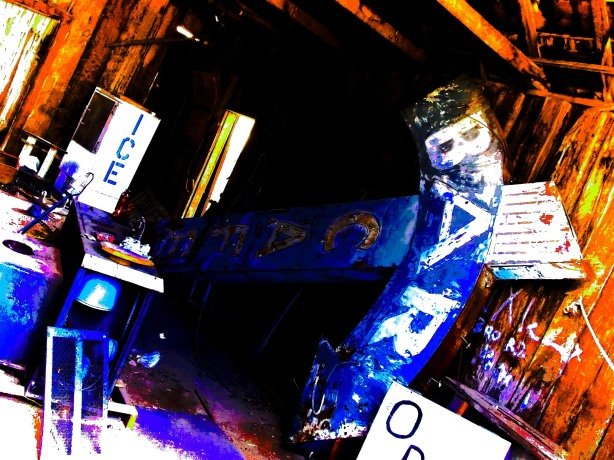 The great old sign I was photographing when the local came by in his truck.