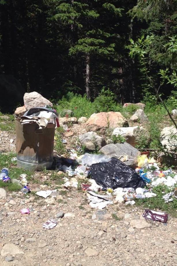 Photo of trash left behind at a campsite. Taken two weeks ago by friends of mine. I've seen similar too many times to count in recent years.
